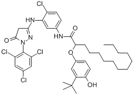 2-(3-tert-Butyl-4-hydroxyphenoxy)-N-(4-chloro-3-((4,5-dihydro-5-oxo-1-(2,4,6-trichlorophenyl)-1H-pyrazol-3-yl)amino)phenyl)myristamide CAS#: 61354-99-2