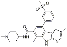 5-[3-(Ethylsulfonyl)phenyl]-3,8-dimethyl-N-(1-methyl-4-piperidinyl)-9H-pyrido[2,3-b]indole-7-carboxamide CAS#: 934541-31-8