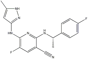 5-Fluoro-2-[[(1S)-1-(4-fluorophenyl)ethyl]amino]-6-[(5-methyl-1H-pyrazol-3-yl)amino]-3-pyridinecarbonitrile CAS#: 905586-69-8