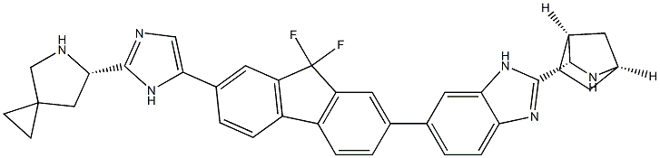 (6S)-6-[5-[7-[2-(1R,3S,4S)-2-Azabicyclo[2.2.1]hept-3-yl-1H-benzimidazol-6-yl]-9,9-difluoro-9H-fluoren-2-yl]-1H-imidazol-2-yl]-5-azaspiro[2.4]heptane hydrochloride (1:4) CAS#: 1499193-67-7