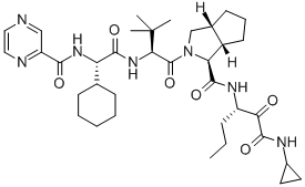 Cyclopenta(c)pyrrole-1-carboxamide, (2S)-2-cyclohexyl-N-(pyrazinylcarbonyl)glycyl-3-methyl-L-valyl-N-((1S)-1-((cyclopropylamino)oxoacetyl)butyl)octahydro-, (1S,3aR,6aS)- CAS#: 402957-28-2