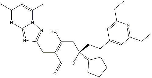(R)-6-Cyclopentyl-6-[2-(2,6-diethylpyridin-4-yl)ethyl]-3-[(5,7-dimethyl-[1,2,4]triazolo[1,5-a]pyrimidin-2-yl)methyl]-4-hydroxy-5,6-dihydro-2H-pyran-2-one CAS#: 877130-28-4