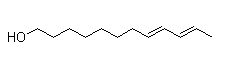 Struktura 8E, 10E-dodecadien-1-ol CAS 33956-49-9