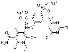 disodium 4-[[5-(aminocarbonyl)-1-ethyl-1,6-dihydro-2-hydroxy-4-methyl-6-oxo-3-pyridyl]azo]-6-[(4,6-dichloro-1,3,5-triazin-2-yl)amino]benzene-1,3-disulphonate CAS#: 70865-29-1