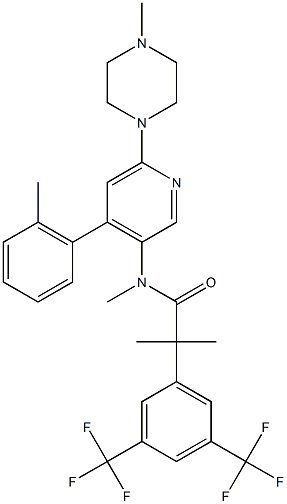 2-[3,5-bis(trifluoromethyl)phenyl]-N,2-dimethyl-N-[4-(2-methylphenyl)-6-(4-methylpiperazin-1-yl)pyridin-3-yl]propanamide CAS#: 290297-26-6