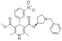 (+)-(3'S,4S)-1-Benzyl-3-pyrrolidinyl methyl 1,4-dihydro-2,6-dimethyl-4-(3-nitrophenyl)-3,5-pyridinedicarboxylate CAS#: 104713-75-9