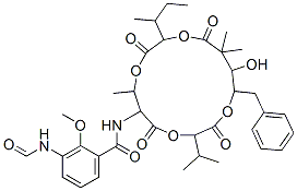 N-(15-Benzyl-10-sec-butyl-14-hydroxy-3-isopropyl-7,13,13-trimethyl-2,5,9,12-tetraoxo-1,4,8,11-tetraoxacyclopentadecan-6-yl)-3-formylamino-2-methoxybenzamide CAS#: 22862-64-2