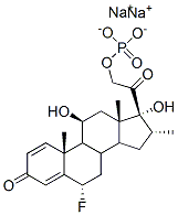 Pregna-1,4-diene-3,20-dione, 6-fluoro-11,17-dihydroxy-16-methyl-21-(phosphonooxy)-, disodium salt, (6alpha,11beta,16alpha)- CAS#: 2145-14-4