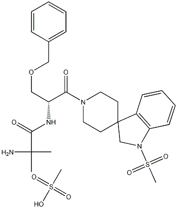 Propanamide, 2-amino-N-(2-(1,2-dihydro-1-(methylsulfonyl)spiro(3H-indole-3,4'-piperidin)-1'-yl)-2-oxo-1-((phenylmethoxy)methyl)ethyl)-2-methyl-, (R)-, monomethanesulfonate CAS#: 214962-40-0