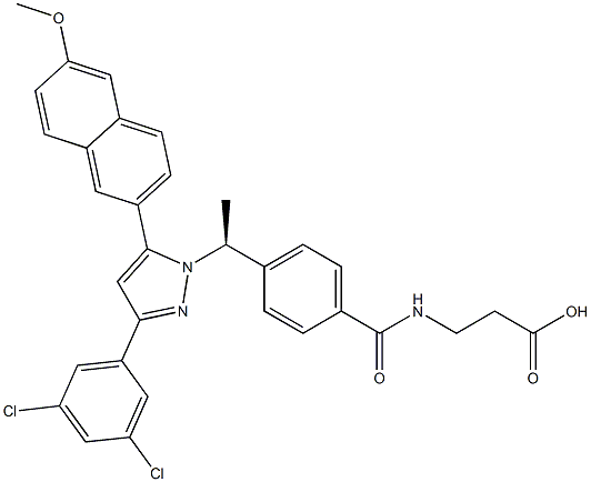 b-Alanine, N-[4-[(1S)-1-[3-(3,5-dichlorophenyl)-5-(6-methoxy-2-naphthalenyl)-1H-pyrazol-1-yl]ethyl]benzoyl]- CAS#: 870823-12-4