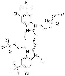 1H-Benzimidazolium, 6-chloro-2-[3-[5-chloro-3-ethyl-1,3-dihydro-1-(3-sulfopropyl)-6-(trifluoromethyl)-2H-benzimidazol-2-ylidene]-1-propenyl]-1-ethyl-3-(3-sulfopropyl)-5-(trifluoromethyl)-, hydroxide, inner salt, sodium salt CAS#: 33628-05-6