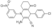2-amino-4-(4-chlorophenyl)-1-{3-nitrophenyl}-5-oxo-1,4,5,6,7,8-hexahydro-3-quinolinecarbonitrile CAS#: 311318-18-0