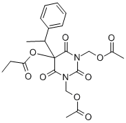 2,4,6(1H,3H,5H)-Pyrimidinetrione, 1,3-bis((acetyloxy)methyl)-5-(1-oxop ropoxy)-5-(1-phenylethyl)- CAS#: 37431-43-9