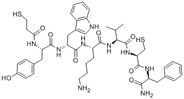 3-Mercaptopropionyl-Tyr-D-Trp-Lys-Val-Cys-Phe-NH2, (Disulfide bond between Deamino-Cys1 and Cys6) CAS#: 117580-24-2