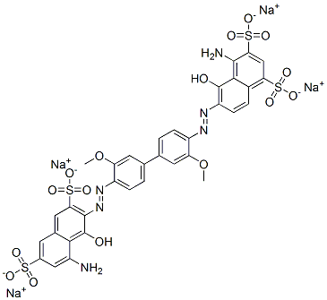 4-Amino-6-[[4'-[(8-amino-1-hydroxy-3,6-disulfo-2-naphthalenyl)azo]-3,3'-dimethoxy[1,1'-biphenyl]-4-yl]azo]-5-hydroxy-1,3-naphthalenedisulfonic acid tetrasodium salt CAS#: 3443-04-7