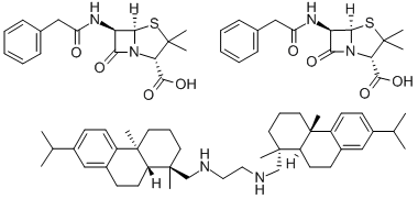 4-Thia-1-azabicyclo[3.2.0]heptane-2-carboxylic acid, 3,3-dimethyl-7-oxo-6-[(phenylacetyl)amino]- [2S-(2alpha,5alpha,6beta)]-, compd. with [1R-[1alpha(1R*,4aS*,10aR*),4abeta,10aalpha]]-N,N'-bis[[1,2,3,4,4a,9,10,10a-octahydro-1,4a-dimethyl-7- CAS#: 3344-16-9
