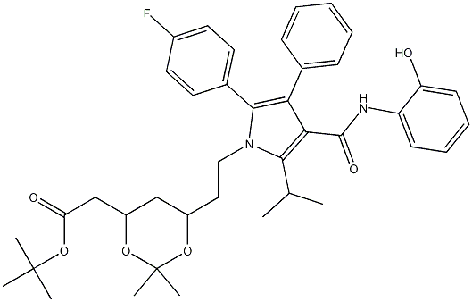 (6-{2-[2-(4-Fluoro-phenyl)-4-(2-hydroxy-phenylcarbamoyl)-5-isopropyl-3-phenyl-pyrrol-1-yl]-ethyl}-2,2-dimethyl-[1,3]-dioxane-4-yl)-acetic Acid, tert-Butyl Ester CAS#: 265989-40-0