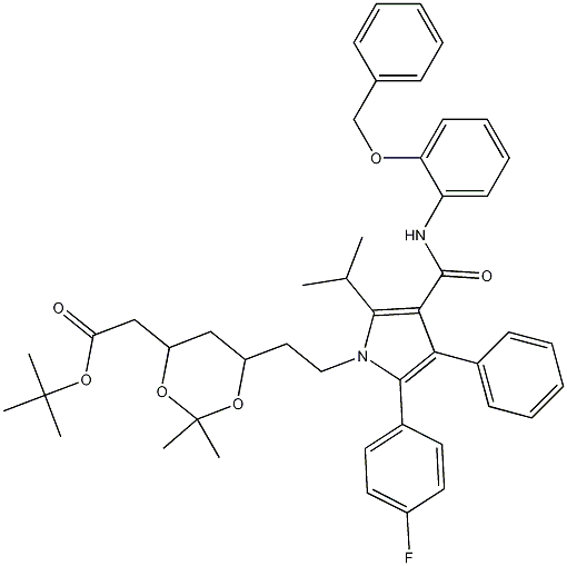 (6-{2-[3-(2-Benzyloxy-phenylcarbamoyl)-5-(4-fluoro-phenyl)-2-isopropyl-4-phenyl-pyrrol-1-yl]-ethyl}-2,2-dimethyl-[1,3]-dioxane-4-yl)-acetic Acid, tert-Butyl Ester CAS#: 265989-39-7