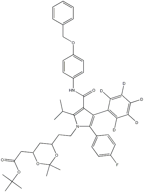 (6-2-[3-(4-Benzyloxy-phenylcarbamoyl)-5-(4-fluoro-phenyl)-2-isopropyl-4-phenyl-D5-pyrrol-1-yl]-ethyl-2,2-dimethyl-[1,3]-dioxane-4-yl)-acetic Acid, tert-Butyl Ester CAS#: 265989-37-5