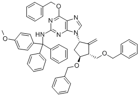 6-(Benzyloxy)-9-((1S,3R,3S)-4-(benzyloxy)-3-(benzyloxymethyl)-2-methylenecyclopentyl)-N-((4-methoxyphenyl)diphenylmethyl)-9H-purin-2-amine CAS#: 142217-80-9