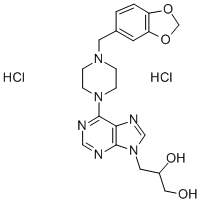9H-Purine, 9-(2,3-dihydroxypropyl)-6-(4-piperonyl-1-piperazinyl)-, dih ydrochloride CAS#: 37425-30-2