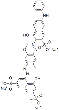 trisodium 4-hydroxy-5-[[4-[[1-hydroxy-6-(phenylamino)-3-sulphonato-2-naphthyl]azo]-5-methoxy-2-methylphenyl]azo]naphthalene-2,7-disulphonate CAS#: 3354-97-0