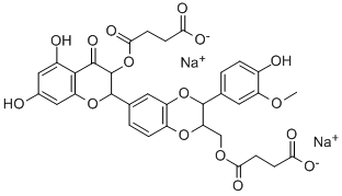Butanedioic acid, mono[[6-[3-(3-carboxy-1-oxopropoxy)-3,4-dihydro-5,7-dihydroxy-4-oxo-2H-1-benzopyran-2-yl]-2,3-dihydro-3-(4-hydroxy-3-methoxyphenyl)-1,4-benzodioxin-2-yl]methyl] ester, disodium salt, [2R-[2alpha,3beta,6(2R*,3R*)]]- CAS#: 55254-34-7