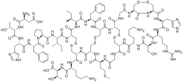 H-ASP-THR-HIS-PHE-PRO-ILE-CYS-ILE-PHE-CYS-CYS-GLY-CYS-CYS-HIS-ARG-SER-LYS-CYS-GLY-MET-CYS-CYS-LYS-THR-OH CAS#: 342790-21-0