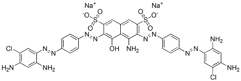 4-Amino-3,6-bis[[4-[(2,4-diamino-5-chlorophenyl)azo]phenyl]azo]-5-hydroxynaphthalene-2,7-disulfonic acid disodium salt CAS#: 6535-59-7