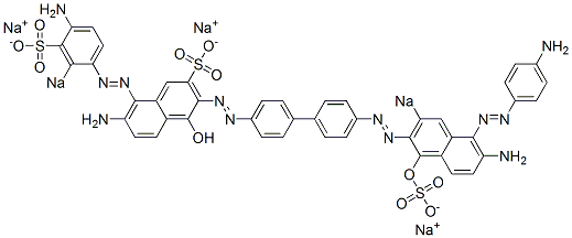7-Amino-3-[[4'-[[6-amino-5-[(4-aminophenyl)azo]-1-hydroxy-3-sodiosulfo-2-naphthalenyl]azo][1,1'-biphenyl]-4-yl]azo]-8-[(4-amino-2-sodiosulfophenyl)azo]-4-hydroxynaphthalene-2-sulfonic acid sodium salt CAS#: 6661-39-8