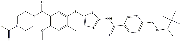 N-(5-((5-(4-Acetylpiperazine-1-carbonyl)-4-methoxy-2-methylphenyl)thio)thiazol-2-yl)-4-(((3,3-dimethylbutan-2-yl)amino)methyl)benzamide CAS#: 439575-02-7