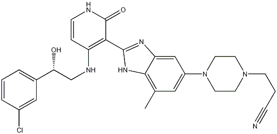 (S)-3-(4-(2-(4-(2-(3-chlorophenyl)-2-hydroxyethylamino)-2-oxo-1,2-dihydropyridin-3-yl)-7-methyl-1H-benzo[d]imidazol-5-yl)piperazin-1-yl)propanenitrile CAS#: 468741-42-6