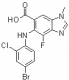 Structure of 5-((4-Bromo-2-chlorophenyl)amino)-4-fluoro-1-methyl-1H-benzo[d]imidazole-6-carboxylic acid CAS 606144-04-1