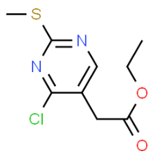 Structure of 5-PYRIMIDINEACETIC ACID, 4-CHLORO-2-(METHYLTHIO)-, ETHYL ESTER CAS# 61727-34-2