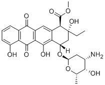 1-Naphthacenecarboxylic acid, 1,2,3,4,6,11-hexahydro-6,11-dioxo-2-ethy l-4-((2,3,6-trideoxy-3-amino-alpha-L-lyxo-hexopyranosyl)oxy)-2,5,7-tri hydroxy-, methyl ester, (1R-(1-alpha,2-beta,4-beta))- CAS#: 67508-88-7