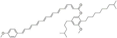 17-(4-Methoxyphenyl)-2,4,6,8,10,12,14,16-heptadecaoctaenoic acid 3-methoxy-2-(9-methyldecyl)-5-(4-methylpentyl)phenyl ester CAS#: 69505-98-2