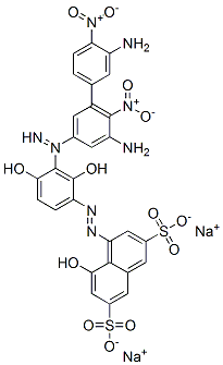 2,7-Naphthalenedisulfonic acid, 4-3,5-bis(3-amino-4-nitrophenyl)azo-2,4-dihydroxyphenylazo-5-hydroxy-, disodium salt CAS#: 6473-02-5