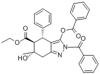 2H-Indazole-5-carboxylic acid, 4,5,6,7-tetrahydro-, 2-benzoyl-3-(benzo yloxy)-6-hydroxy-6-methyl-4-phenyl-, ethyl ester, (4-alpha,5-beta,6-al pha)- CAS#: 64670-58-2