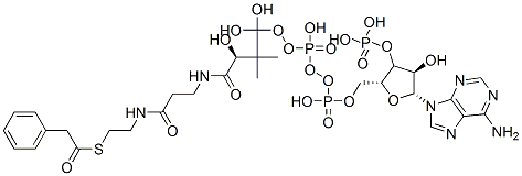 [(2R,3S,4R,5R)-5-(6-aminopurin-9-yl)-4-hydroxy-2-[[hydroxy-[hydroxy-[3-hydroxy-2,2-dimethyl-3-[2-[2-(2-phenylacetyl)sulfanylethylcarbamoyl]ethylcarbamoyl]propoxy]phosphoryl]oxy-phosphoryl]oxymethyl]oxolan-3-yl]oxyphosphonic acid CAS#: 7532-39-0
