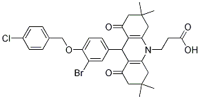 3-(9-(3-broMo-4-(4-chlorobenzyloxy)phenyl)-3,3,6,6-tetraMethyl-1,8-dioxo-1,2,3,4,5,6,7,8-octahydroacridin-10(9H)-yl)propanoic acid CAS#: 664354-61-4