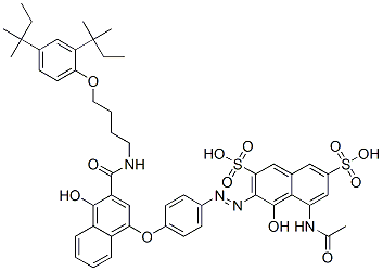 5-(acetylamino)-3-[[4-[[3-[[[4-[2,4-bis(tert-pentyl)phenoxy]butyl]amino]carbonyl]-4-hydroxy-1-naphthyl]oxy]phenyl]azo]-4-hydroxynaphthalene-2,7-disulphonic acid CAS#: 63217-28-7