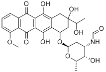 5,12-Naphthacenedione, 7,8,9,10-tetrahydro-6,8,11-trihydroxy-8-(1-hydr oxyethyl)-1-methoxy-10-((2,3,6-trideoxy-3-(formylamino)-alpha-L-lyxo-h exopyranosyl)oxy)- CAS#: 64479-55-6