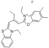 5,6-DIMETHYL-2-(2-(3-ETHYL-2-(3)-BENZOTHIAZOLYLIDENE)METHYL)-1-BUTENYL)-3-ETHYL-BENZOXAZOLIUM IODIDE CAS#: 63870-45-1