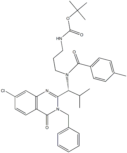 Carbamic acid, [3-[[(1R)-1-[7-chloro-3,4-dihydro-4-oxo-3-(phenylmethyl)-2-quinazolinyl]- 2-methylpropyl](4-methylbenzoyl)amino]propyl]-, 1,1-dimethylethyl ester CAS#: 587881-28-5