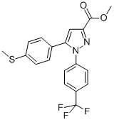 METHYL 5-(4-METHYLSULFANYL-PHENYL)-1-(4-TRIFLUOROMETHYL-PHENYL)-1H-PYRAZOLE-3-CARBOXYLATE CAS#: 641639-55-6