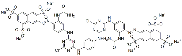 hexasodium 7,7'-[1,4-phenylenebis[imino(6-chloro-1,3,5-triazine-4,2-diyl)imino[2-[(aminocarbonyl)amino]-4,1-phenylene]azo]]bis(naphthalene-1,3,6-trisulphonate) CAS#: 70161-15-8