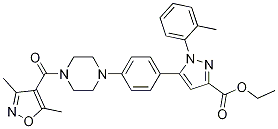 ETHYL 5-(4-(4-(3,5-DIMETHYLISOXAZOLE-4-CARBONYL)PIPERAZIN-1-YL)PHENYL)-1-O-TOLYL-1H-PYRAZOLE-3-CARBOXYLATE CAS#: 1007477-05-5