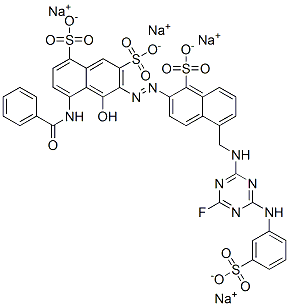 1-Hydroxy-8-benzoylamino-2-[1-sulfo-5-[4-fluoro-6-(3-sulfoanilino)-1,3,5-triazin-2-yl]aminomethyl-2-naphtylazo]-3,5-naphthalenedisulfonic acid tetrasodium salt CAS#: 70817-81-1