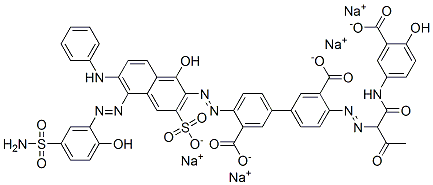 [1,1'-Biphenyl]-3,3'-dicarboxylic acid, 4-[[5-[[5-(aminosulfonyl)-2-hydroxyphenyl]azo]-1-hydroxy-6-(phenylamino)-3-sulfo-2-naphthalenyl]azo]-4'-[[1-[[(3-carboxy-4-hydroxyphenyl)amino]carbonyl]-2-oxopropyl]azo]-, tetrasodium salt CAS#: 72252-59-6