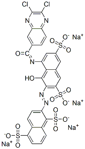 1,5-Naphthalenedisulfonic acid, 2-[[8-[[(2,3-dichloro-6-quinoxalinyl) carbonyl]amino]-1-hydroxy-3,6-disulfo -2-naphthalenyl]azo]-, tetrasodium salt CAS#: 72639-31-7